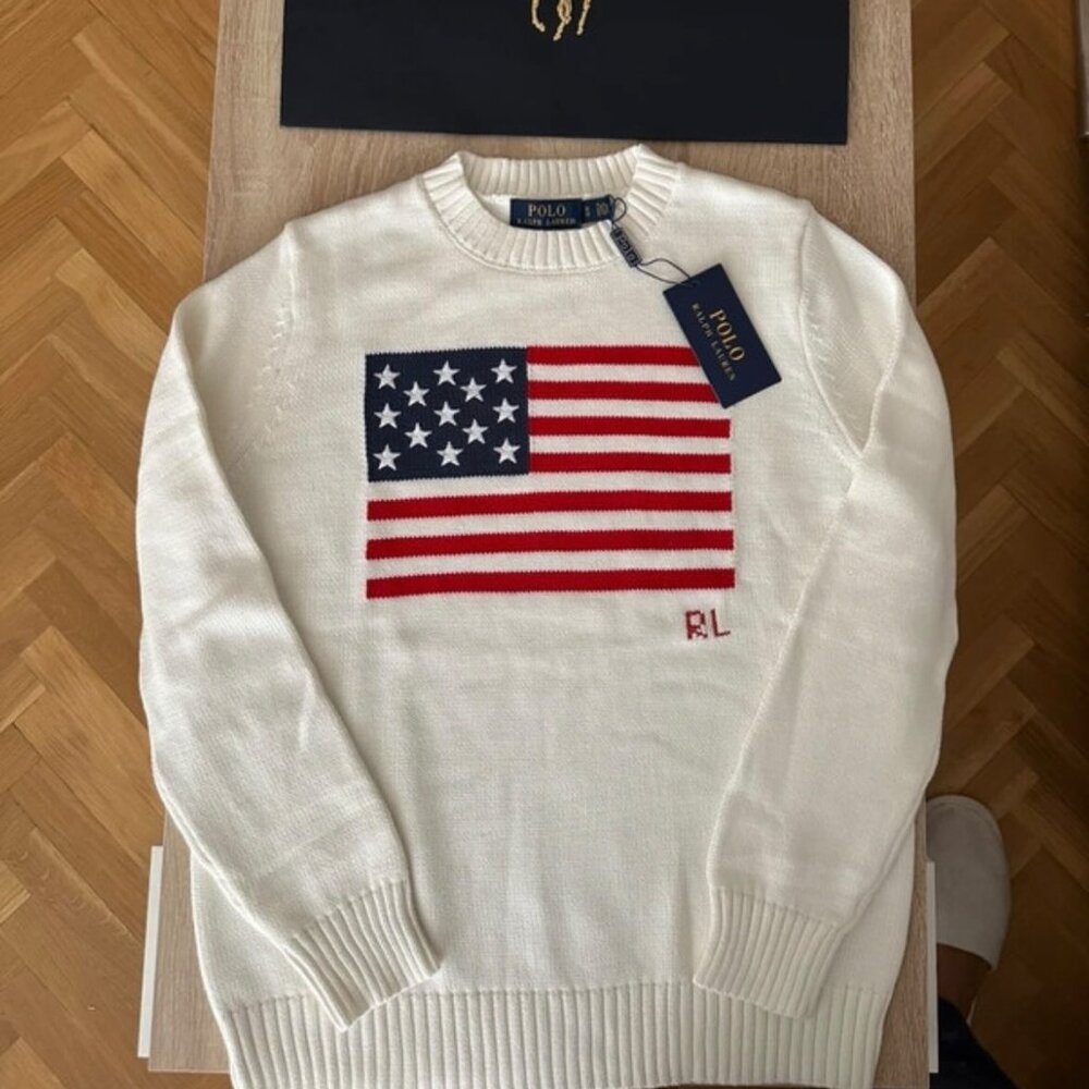 White Ralph Lauren USA flag sweater